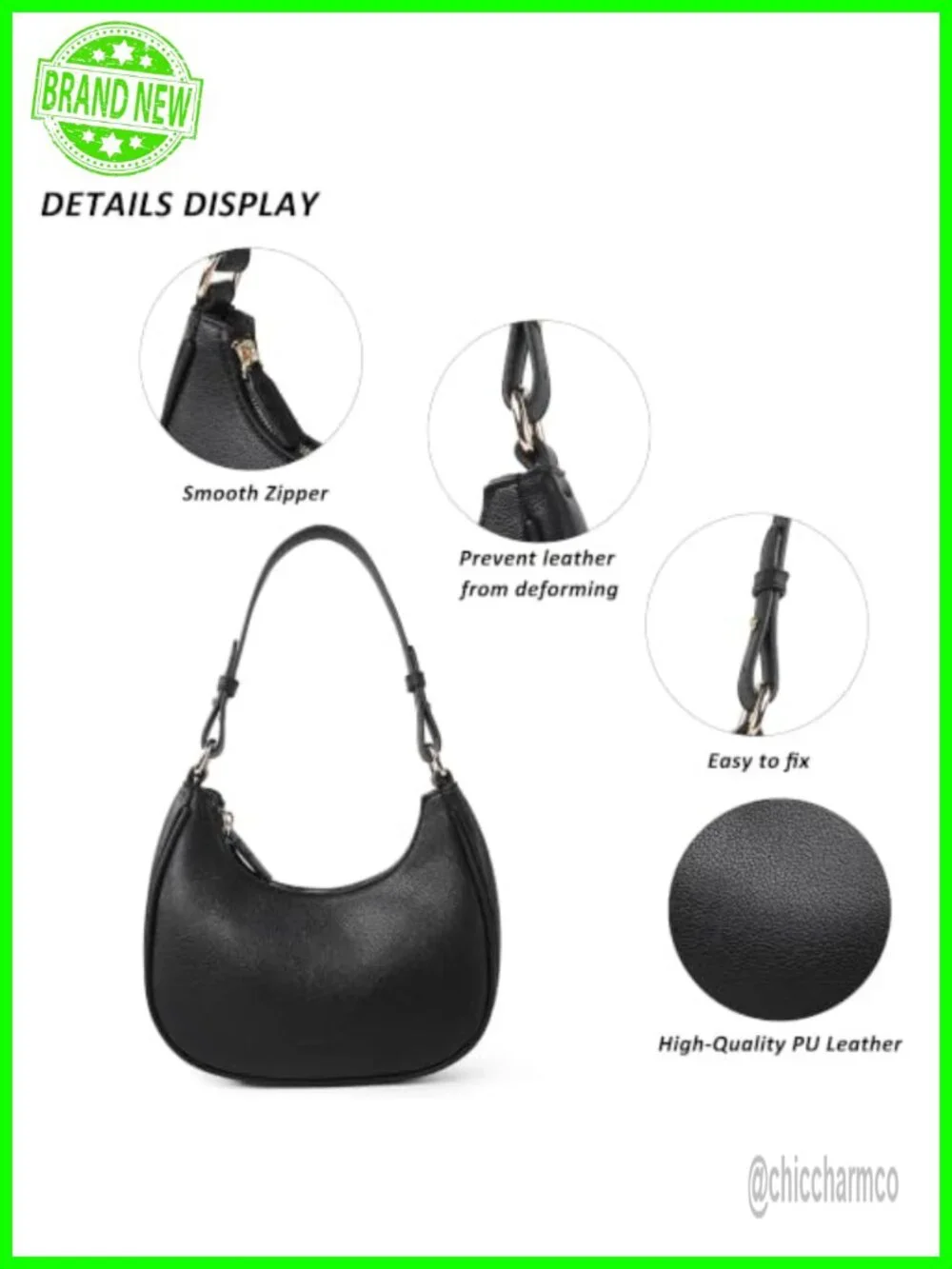 Small Hobo Shoulder Bag PU Leather Crescent Mini Purse for Women